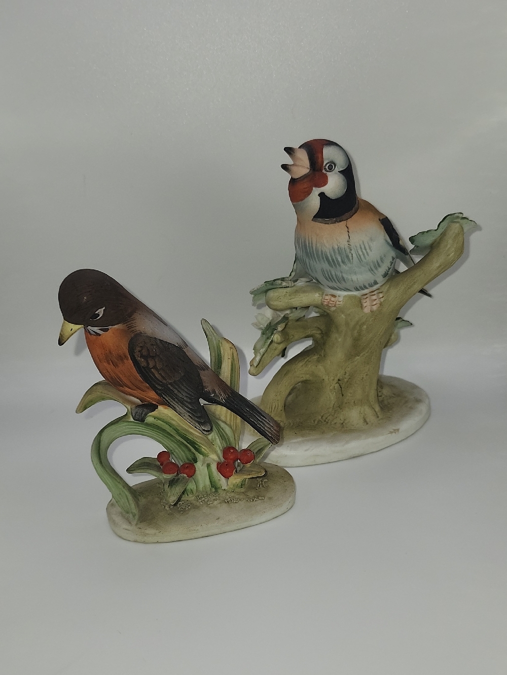Vintage Lefton Porcelain Bird Figurines - Red Robin & Baltimore Oriole Set